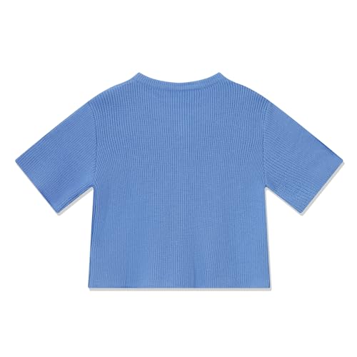 Women's Y2K Button Down Cardigans Shirts Summer Short Sleeve Knitted Blouse Top Going Out Cropped Knit Tops4