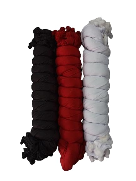nakoda creation Cotton Blend Solid Dupatta For Women,Pack of 3_Pompom Pack OF. 3:-Black,White,Maroon-picture-10