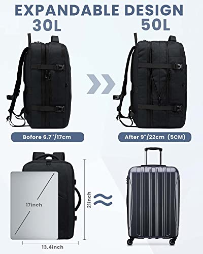 Miniatura 3 de Lovevook Mochila Viaje Cabina Avion Maletas De Viaje Cabina Para Easyjet Ryanair 50l Equipaje De Mano Mujere Hombre Mochila Para Portátil 18 Pulgadas Con Puerto De Carga Usb, Negro
