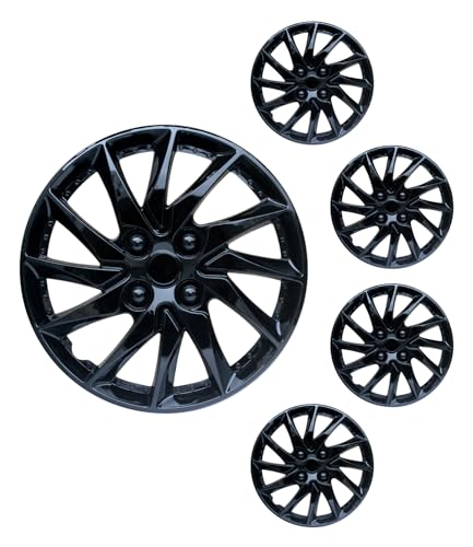 Image of Hubcap Wheel Cover Replacement R15 Hub Caps Universal-Fit Steel Wheel Rim Cover ABS Material Exterior Accessories for Car Truck SUV -Set of 4(15-inch,Black)