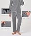 BAMBOO COOL Mens Pajama Set Bamboo Viscose Soft Pijamas Sets for Men Long Sleeve Full Length Pants Pjs Sleepwear with Pockets Grey