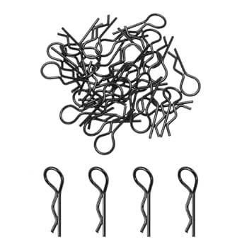 Goupilles De Carrosserie RC - 100 Pièces Courbées - Pour Voitures 1/8, 1/10, 1/12 - Noires - Remplaçables