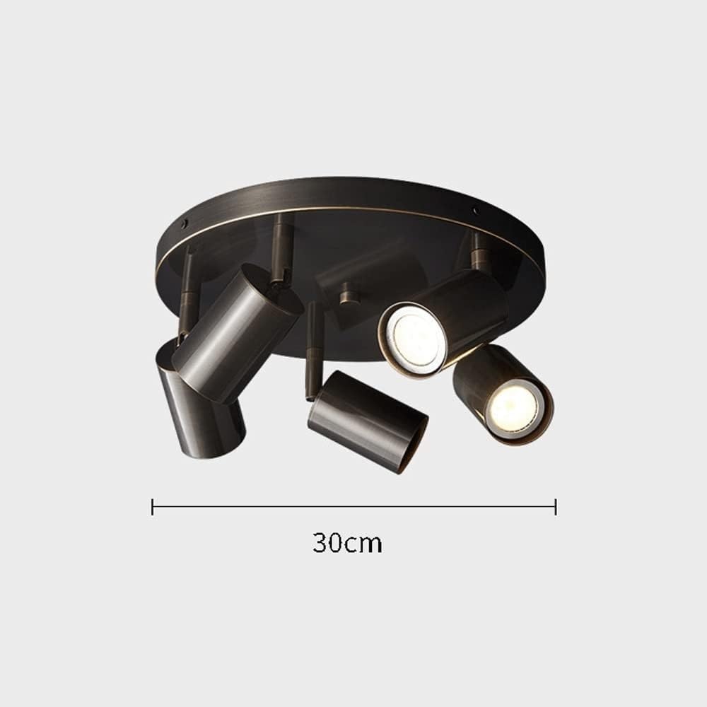 Plafoniera Moderna in Ottone con Testa orientabile, faretto a LED direzionale Rotondo Regolabile, Kit di Montaggio a Filo con lampadine da 4000K Incluse, Oro 5 Teste, Scuro 5,Dark-5 Heads
