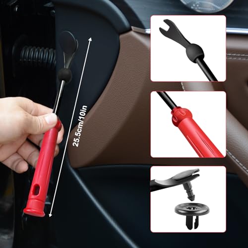 Image of 3 Pcs Clip Pliers and Fastener Remover,Clip Removal Tool Panel Clip Removal Pliers Car Trim Rivet Removal Pry Tool Repair Kit for Automotive Door Panel,Upholstery,Dashboard Red