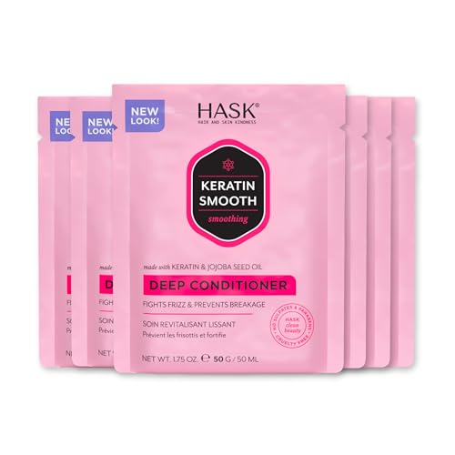 HASK KERATIN Smoothing Deep Conditioner Treatments for all hair types color safe gluten free sulfate free paraben free - Pack of 6