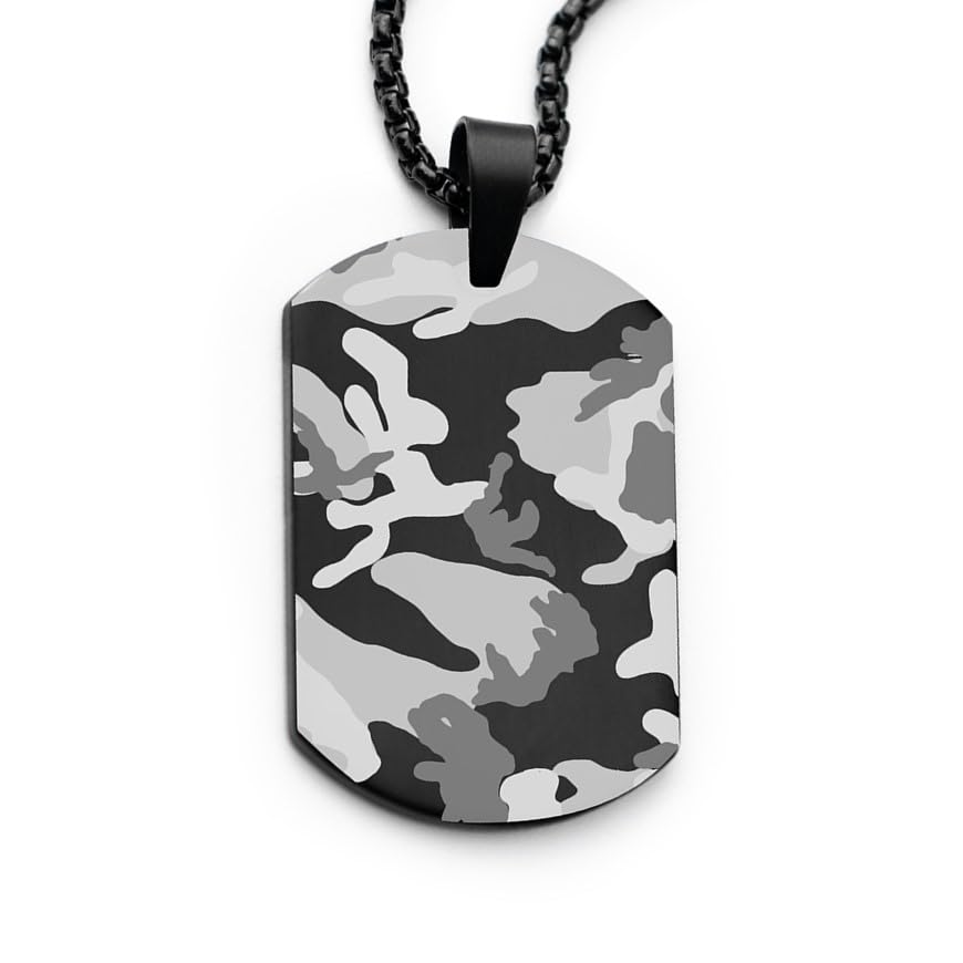 Designer Men's Military Army Dog Tag Stainless Steel Necklaces | Electro Pulse, Van Gogh, Classic Camo, Cyber Camo, Damascus Designs | 6-Month Warranty-image-36