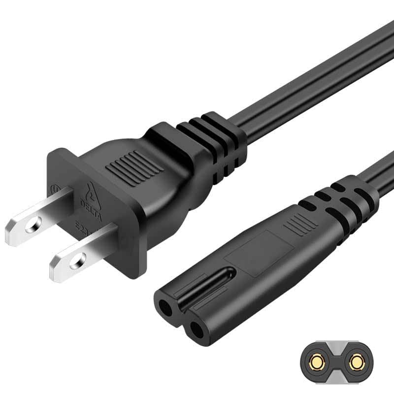 [UL Listed] TV Power Cord 10Ft(3.1m) for Samsung TCL Roku Replacement 2 Prong AC Power Cord UN40 UN43 UN48 UN49 UN50 UN55 UN60 UN70 UN75 UN78 Smart 4K