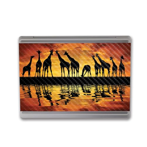 Image of MightySkins Carbon Fiber Skin Compatible With Microsoft Surface Laptop Go 3 (2023) Full Wrap Kit - Glamour Giraffes | Protective, Durable Textured Carbon Fiber Finish | Easy To Apply | Made in the USA