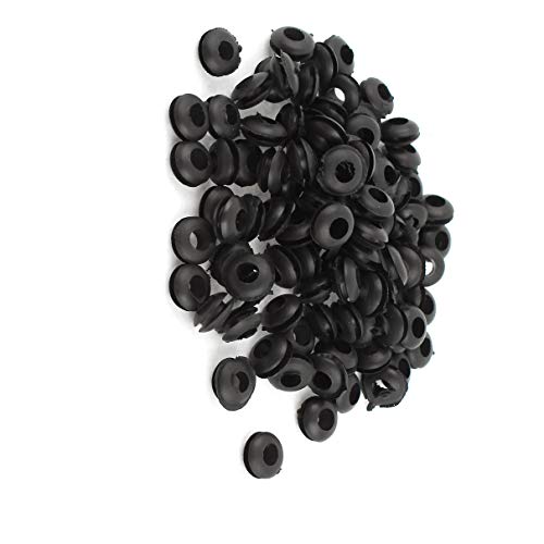 99 grommets de goma negro 5mmX6mm para audio y video miniatura 1