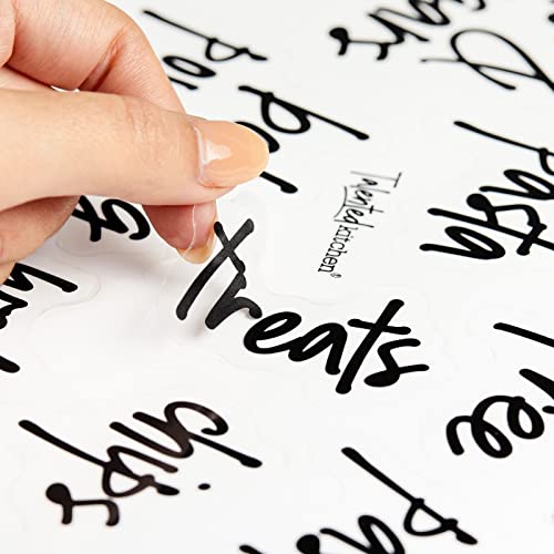 Talented Kitchen 157 Pantry Labels For Food Containers, Preprinted Clear Kitchen Food Labels For Organizing Storage Canisters & Jars, Black Script + Numbers Stickers #TOP6