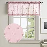 Pink Valance Curtain Pompom Valance for Girl's Room Bedroom Window Curtain Cute Pom Pom Sheer...