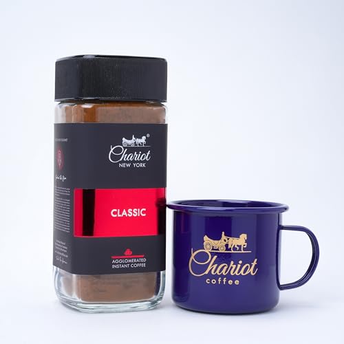 Image of Chariot New York Classic Agglomerated Instant Coffee 200g with Premium 400ml Stainless Steel Coffee Mug | Strong, Bold & Aromatic Coffee | Easy to Brew, Cafe-Style Experience