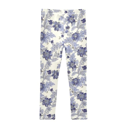 Hand Drawn Floral Pattern Background Girls Leggings,Workout Leggings for Girls Toddler Athletic Leggings Size for 3-10T2