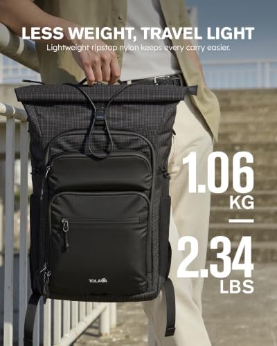 Tolaccea Rolltop Travel Backpack 32L, 15.6" Laptop Carry on for Work Travel - 2