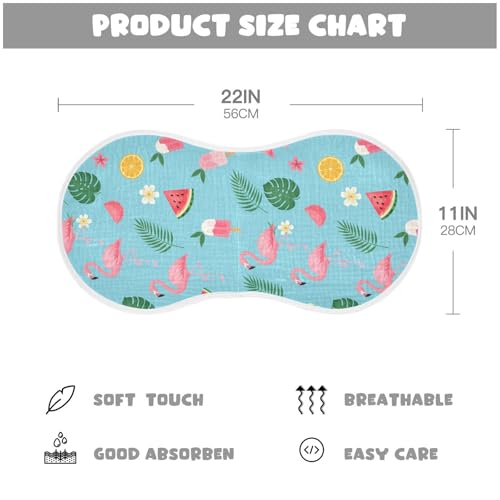 2 Pack Muslin Burp Cloths Flamingo Ice Cream Blue Cotton Baby Burp Cloths Ultra Soft Burping Cloth Absorbent Spit Up Rags for Newborn Baby Boys Girls, Large 22" x 11"2
