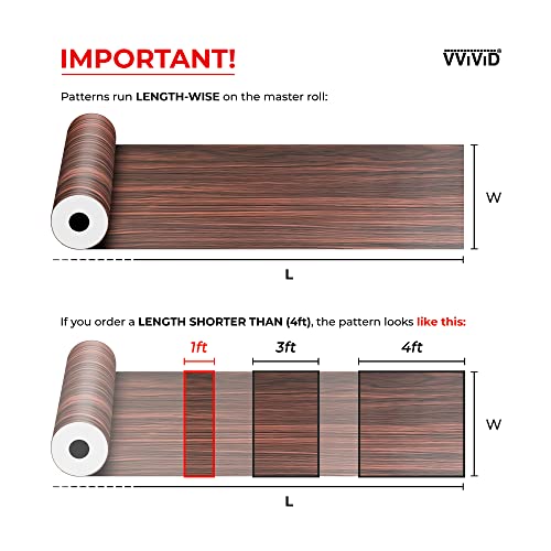 Image of VViViD Black Wood Grain Faux Finish Textured Vinyl Wrap Roll Sheet Film DIY No Mess Easy to Install Air-Release Adhesive (50ft x 48 Inch)