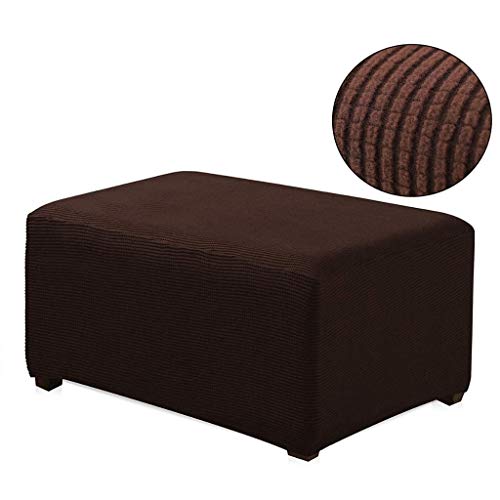 WOMACO Ottoman Slipcover Stretchable Storage Ottoman Covers Sofa Cover Footstool Protector - Coffee
