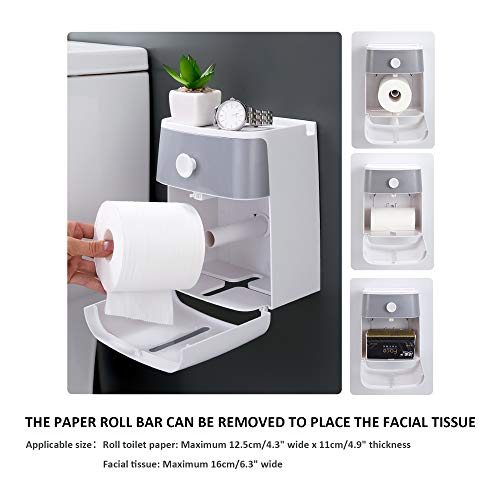 YOHOM Adhesive Toilet Paper Roll Holder with Storage Drawer Bathroom Tissue Box Wall Organizer Shower Facial Tissue Holder for Roll Toilet Paper - Thumbnail 3