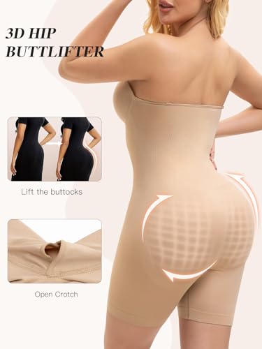 Slimers Strapless Shapewear Bodysuit For Woman: Seamless Body Shaper Built In Bar - Tummy Control Butt Lifter Shapewear4