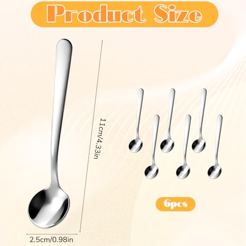 6PCS Tiny Stainless Steel Spoons, Demitasse Espresso Spoons 4.3