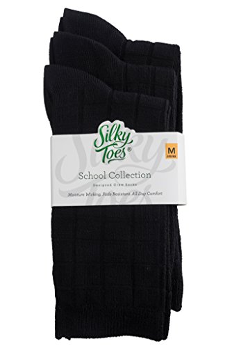 Viscose Bamboo Seamless Grid Dress Socks for Boys Girls, 3-6 Pk, Sensory School Uniform Crew Socks for kids3