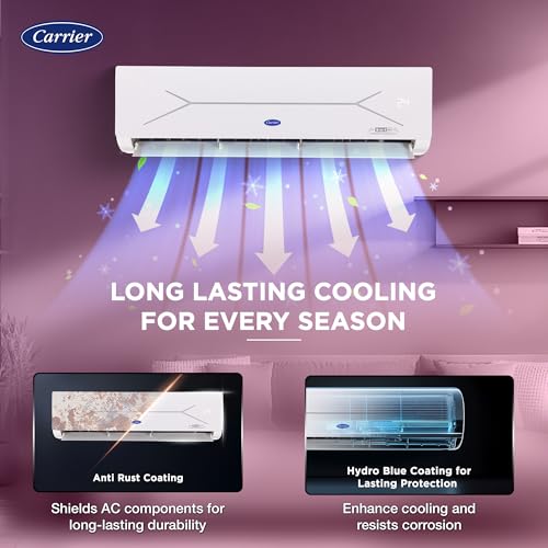 Image of Carrier 1.5 Ton 4 Star AI Flexicool Inverter Split AC (Copper, Convertible 6-in-1 Cooling,Dual Filtration with HD & PM 2.5 Filter, Auto Cleanser, ESTER EDGE FXi, CAI19EE4R35F0,White)