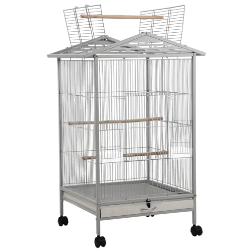 CAGE ONE 大型 鳥かご 天井オープン 三角 屋根型 キャスター付き 大きいケージ 鳥かご 鳥小屋 鳥カゴ 鳥 ゲージ ケージ バードゲージ セキセイインコ 手乗り インコ オウム 文鳥 小鳥 組み立て式 高さ72.5×幅45.5×奥行き45.5cm