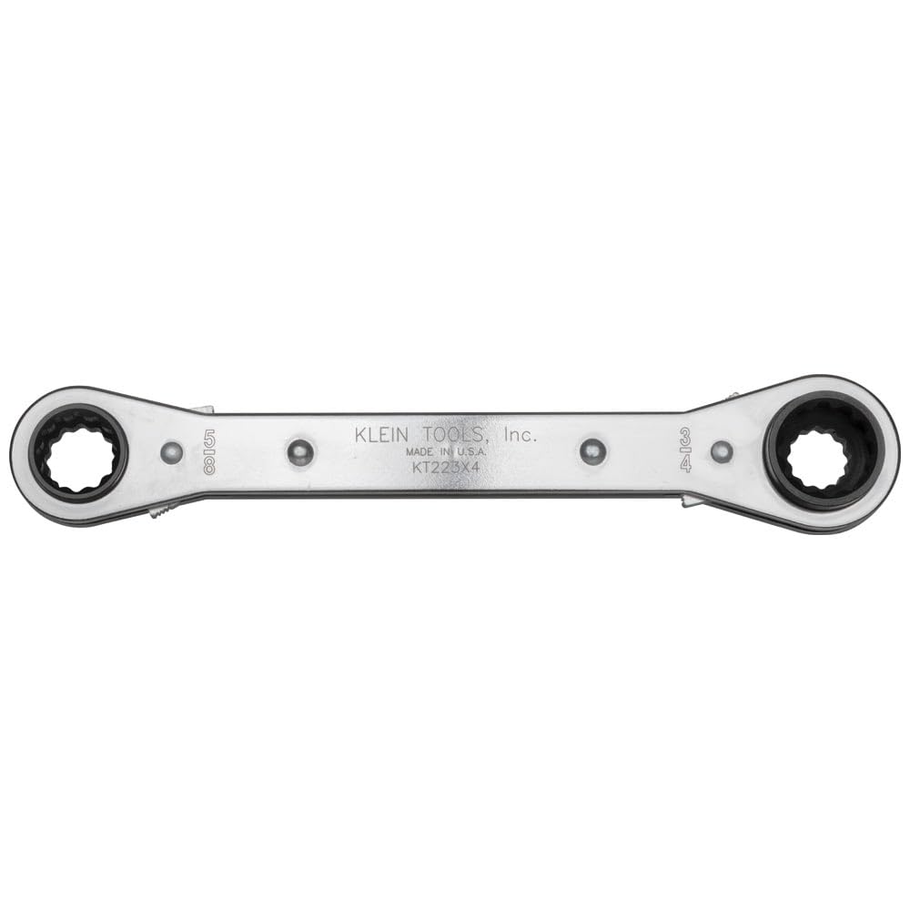 Klein Tools KT223X4 Lineman's Ratcheting 4-in-1 Box Wrench, Made in USA, 1/2-, 9/16-, 5/8-, and 3/4-Inch Sockets - Image 4