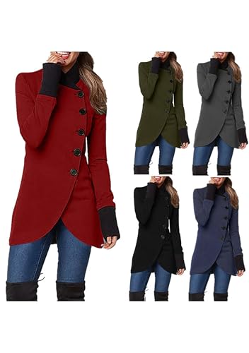 MAYRAIN Women Elegant Wool Blend Peacoat High Neck Single Breasted Overcoats Winter Fashion Trench Coat2