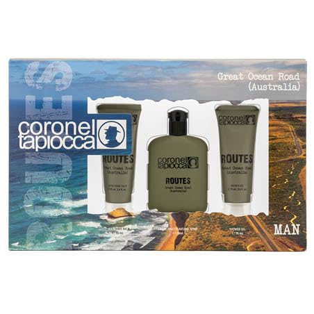 CORONEL TAPIOCCA - Australia, Estuche de Regalo Hombre, Colonia 75 ml + After Shave + Gel de Baño, Eau de Toilette Masculina, Aroma Frutal Amaderado, Fragancia Fresca y de Larga Duración
