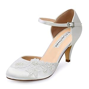Elegantpark Elegantpark HC1604 Ivory Damen Geschlossene Zehen Stickerei Perlen Satin Brautschuhe EU 39 Elegantpark Elegantpark HC1604 Ivory Damen Geschlossene Zehen Stickerei Perlen Satin Brautschuhe EU 39