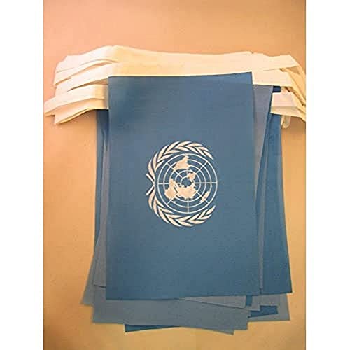 Image of AZ FLAG United Nations 6 meters BUNTING Flag 20 flags 9'' x 6'' - UNO STRING flags 15 x 21 cm