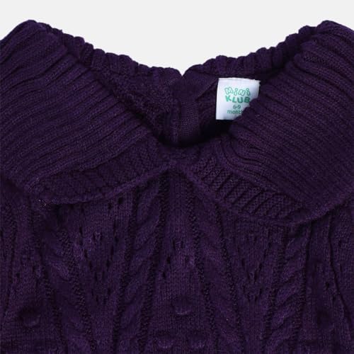 Image of miniklub Baby Collar Full Sleeve Knitted Cotton Sweater (Purple Color)