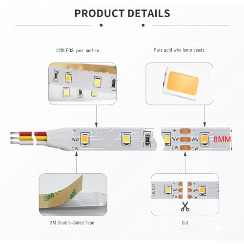 Tira de LED Dimmable 32.8ft Blanco JARBIH miniatura 4