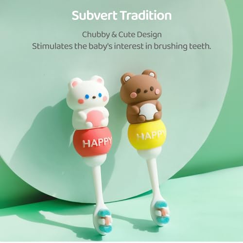 Image of StarAndDaisy Baby Tooth Brush /Manual Toothbrush 1 Year + Kids With Soft And Fluffy 10000 Gentle Bristles, 80 Micron Split-Beam Bristle, Non-Slip Comfortable Dinosaur Handle (Brown, 1), 1 count