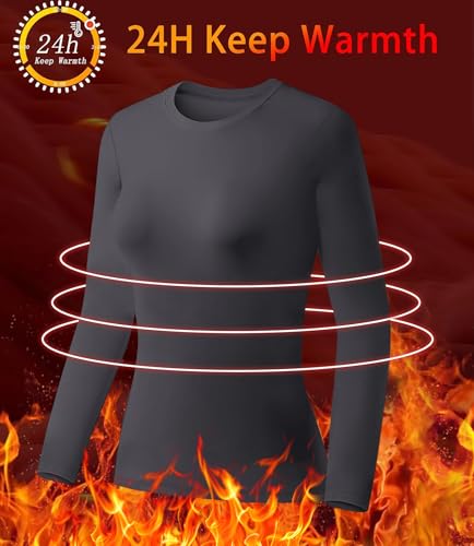 Zeagoo Womens Basic Long Sleeve Shirts Stretch Crewneck T-Shirt Slim Fit Tops Winter Warm Undershirts S-XXL3