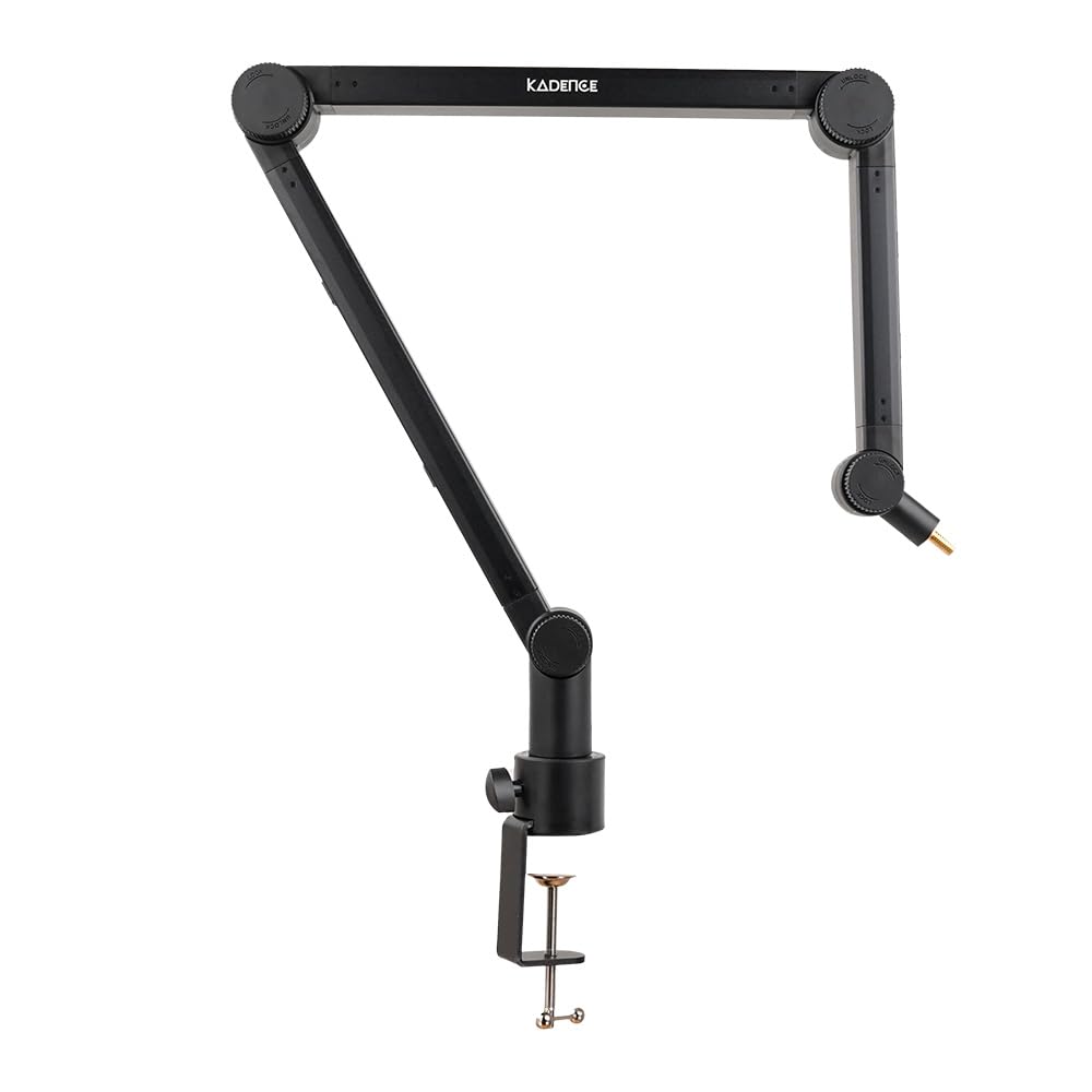 Kadence NB49-BK Professional Microphone Boom Arm | Internal Spring Design & Clean Cable Management | 360° Adjustable Desk Mount | For Streaming, Podcasting & Studio Setup | Black-image-6