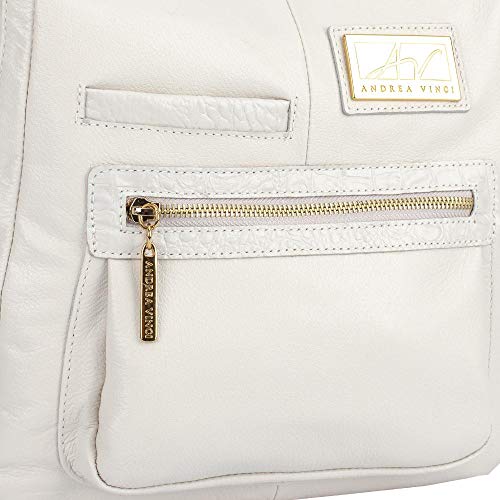 Bolsa tiracolo grande em couro Denise - Marfim