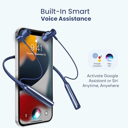 Image of Bluetooth Neckband Earphones, V5.3, 28+ Hours Playtime, C-Type Fast Charging, HD Sound, in Ear (Blue)