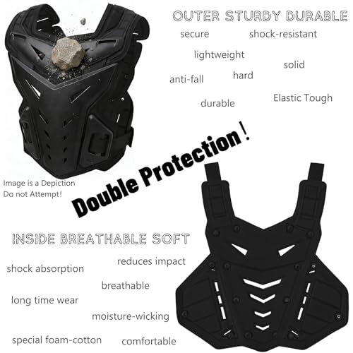 Leichte Brustpanzer-Motorrad-Schutzweste, Dirtbike-Reiten, Off-Road-Rennen, Radfahren, Skifahren, Motocross, Erwachsene, Kinder, Protektor-Shirt, Jacken für Straßenrad, Herren-Rückenschutz (schwarz)