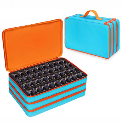 Meetikar Miniature Figure Storage Carrying Bag 120 Slot Figurine Miniature Carrying Case Compatible with 40K and D&D Miniature Miniature Storage Case with 3 Foam Trays (Blue)