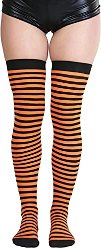 Image of ToBeInStyle Women's Opaque Hosiery Thin Striped Thigh High Long Stocking