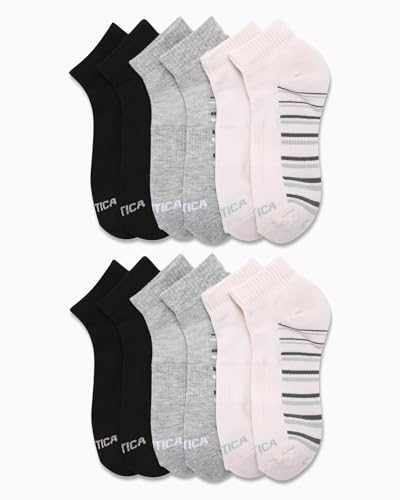 Image of Nautica Women's Quarter Cut Moisture Control Athletic Socks with Cushioned Comfort (12 Pack)