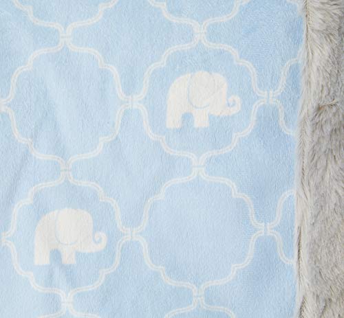 Image of Hudson Baby Unisex Baby Plush Blanket with Furry Binding and Back, Elephant, One Size (Pack of 2)
