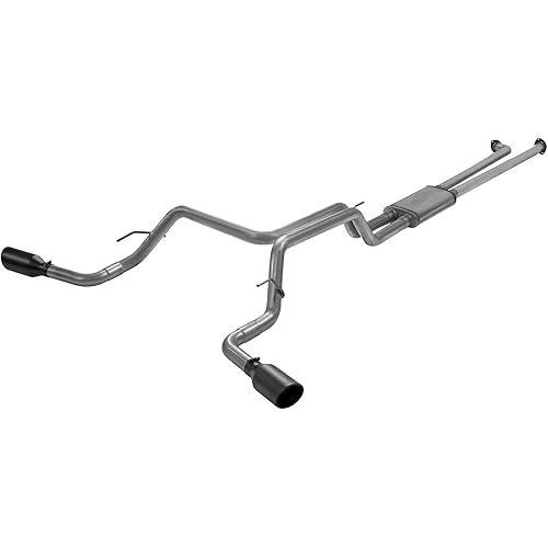 Flowmaster 718106 FlowFX Cat-Back Exhaust Kit 2.5 Inch Dual Side Exit 409 Stainless Steel 4.5 Inch Black Ceramic Stainless Tips Compatible with 2007-2009 Toyota Tundra 5.7L 2/4WD All Wheelbases