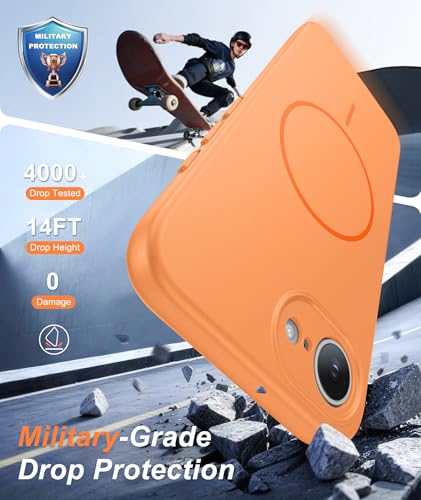 Image of FNTCASE for iPhone 17e & iPhone 16e Case: [Compatible with Magsafe] Solid Matte Magnetic Phone Cover with [Full Camera Protection] [Screen Protector] Military Grade Shockproof Protective, Orange