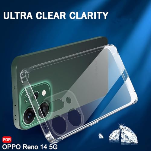 Image of TheGiftKart Back Cover Soft Case for Oppo Reno 14 5G | Best Camera Protection | Inbuilt Dust Plugs & Anti-Slip Grip | Ultra Clear Slim Case Cover for Oppo Reno 14 5G (Silicone, Transparent)