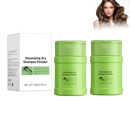 Shampoo Secco in Polvere, Polvere Invisibile per Volume contro Capelli Grassi e Radici Piatte, per Volume Duraturo e Più Pienezza, Aiuto Rapido come Polvere per Styling in Viaggio, 2 Pezzi nel Set