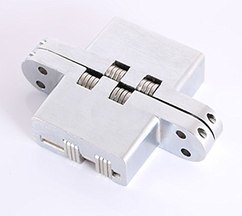 Ranbo (1 Pair) Hidden Gate Hinge Stainless Steel Invisible Door Hinges Concealed Barrel Wooden Box Silver (4-6/9 Inch) #TOP5