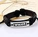 COLORFUL BLING Cross Leather Bracelet Cross Style Multi Layer Design Stainless Steel Fashion Men's Leather Bracelet Classic Gift for Men 2 Choose for Men Women - WWJD Black